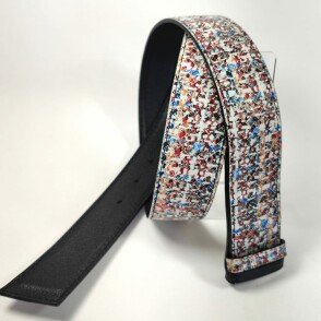 Ceinture reversible femme Motif chiné multicolore / Noir